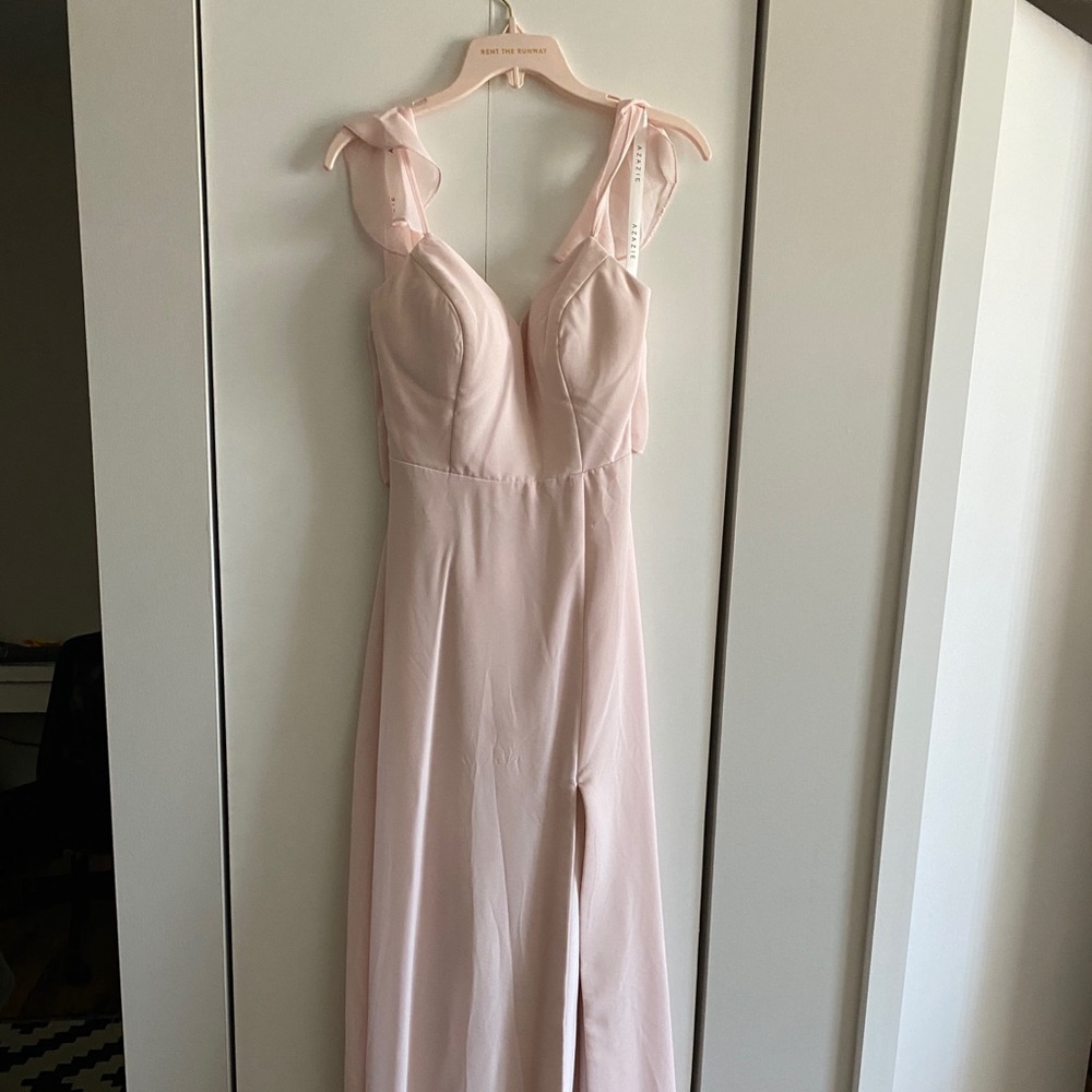 Azazie bridesmaid dress (Everett) in blushing pink